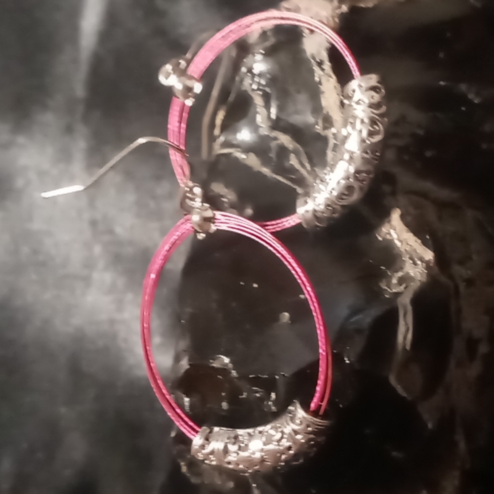 Hand made natural stone and wire with beads . Earrings & Bracelet - Picture 2 of 5